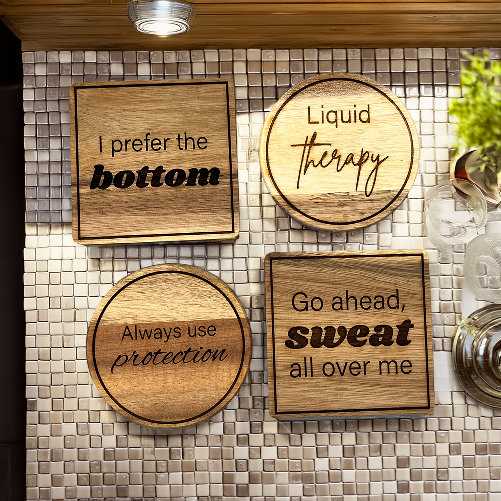 Acacia Wood 4" Coaster Set