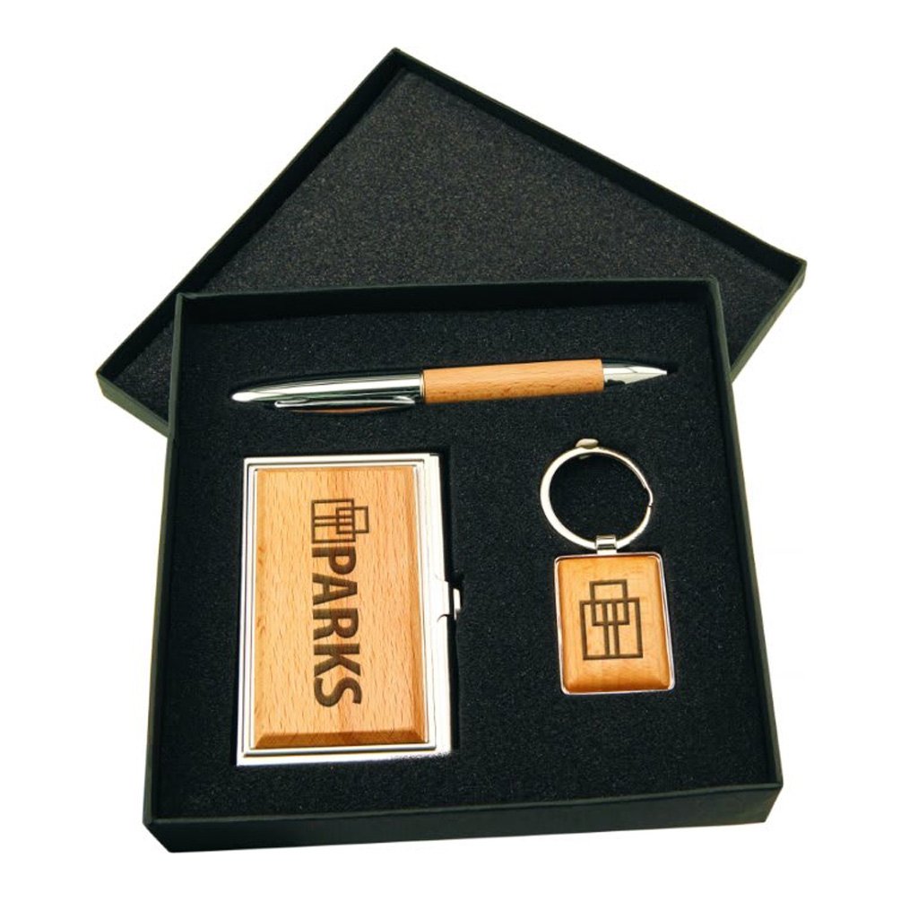 Business Card Case, Pen & Keychain Gift Set
