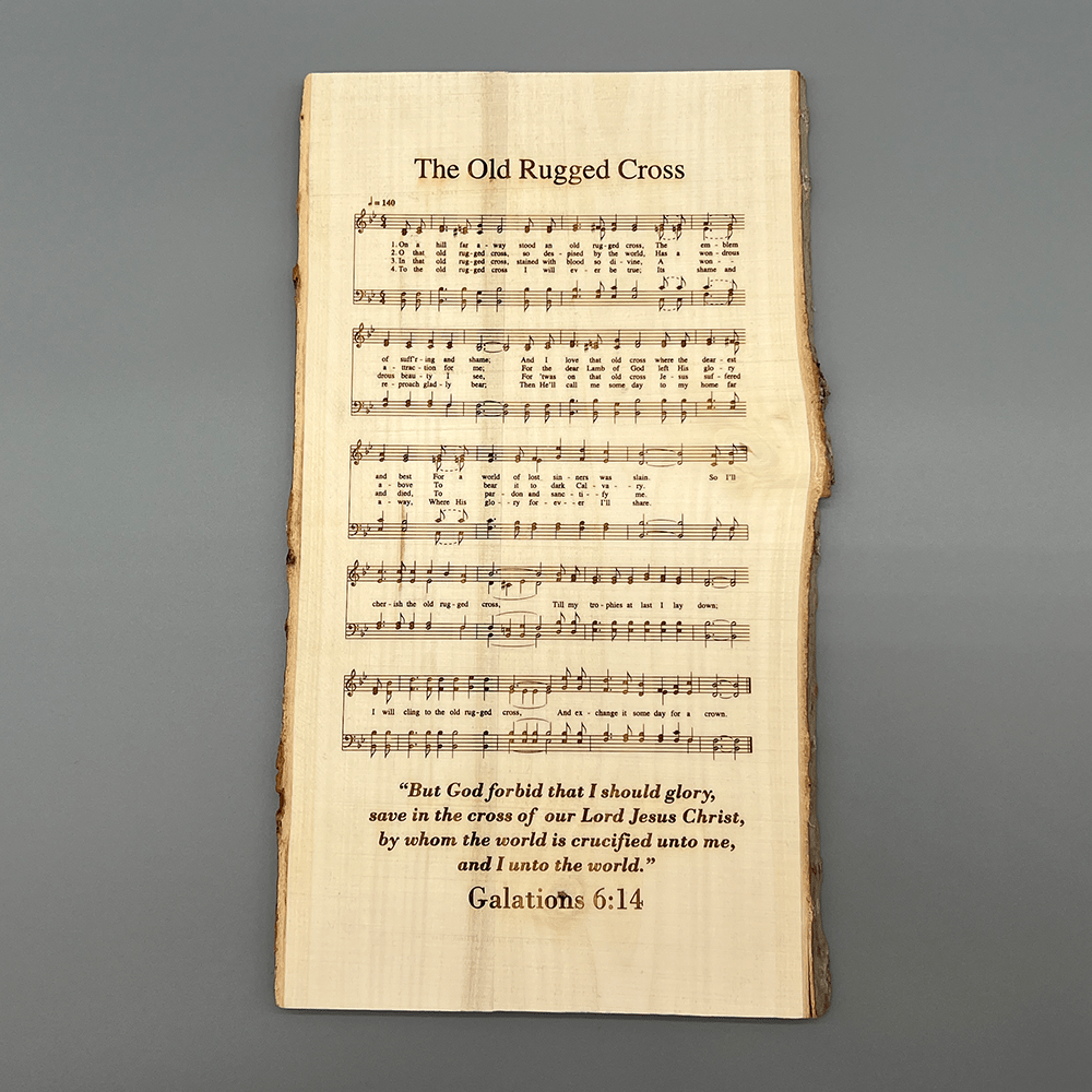 Sheet Music Engraved on Live Edge Wood Plank