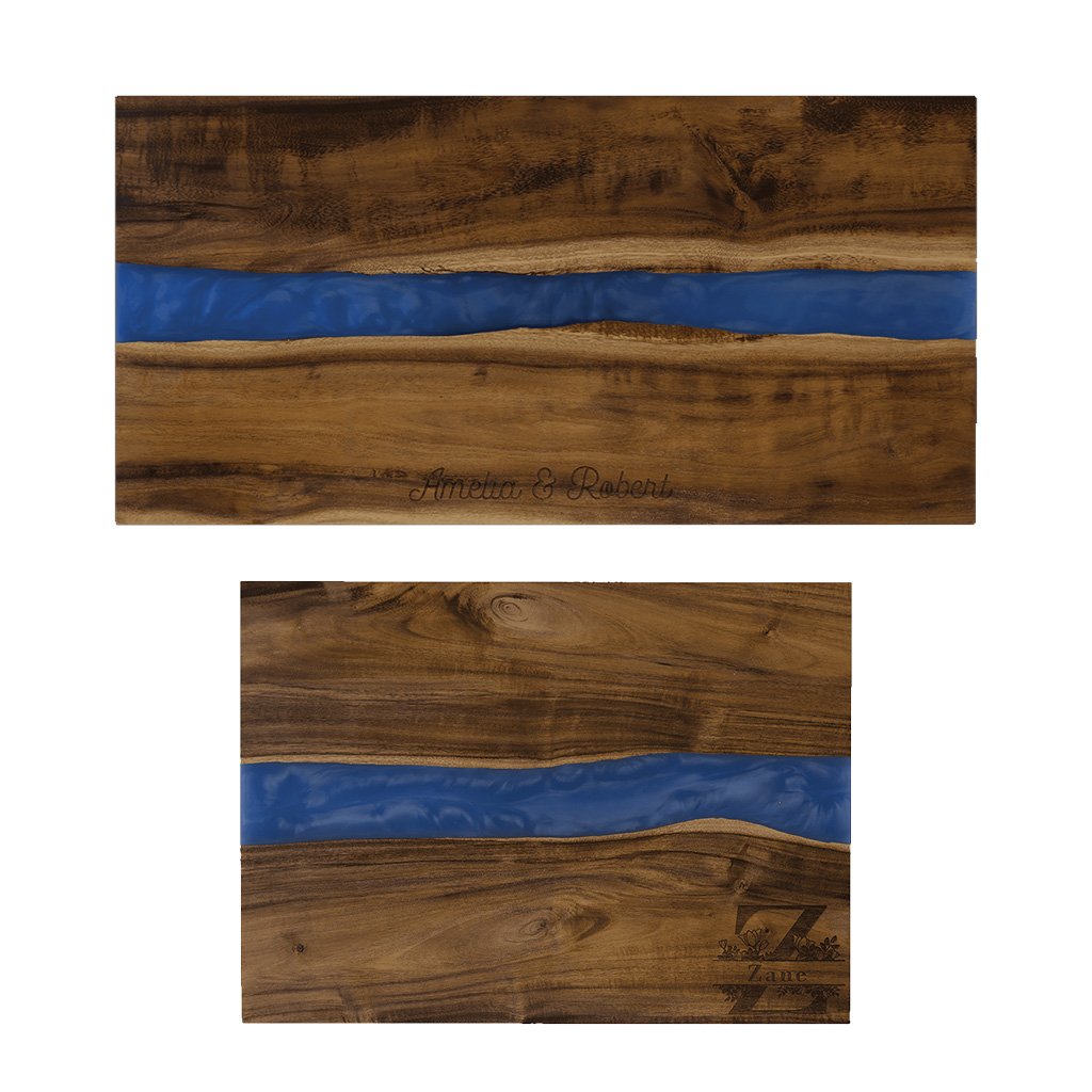 Acacia with Blue Pearl Resin Serving Board