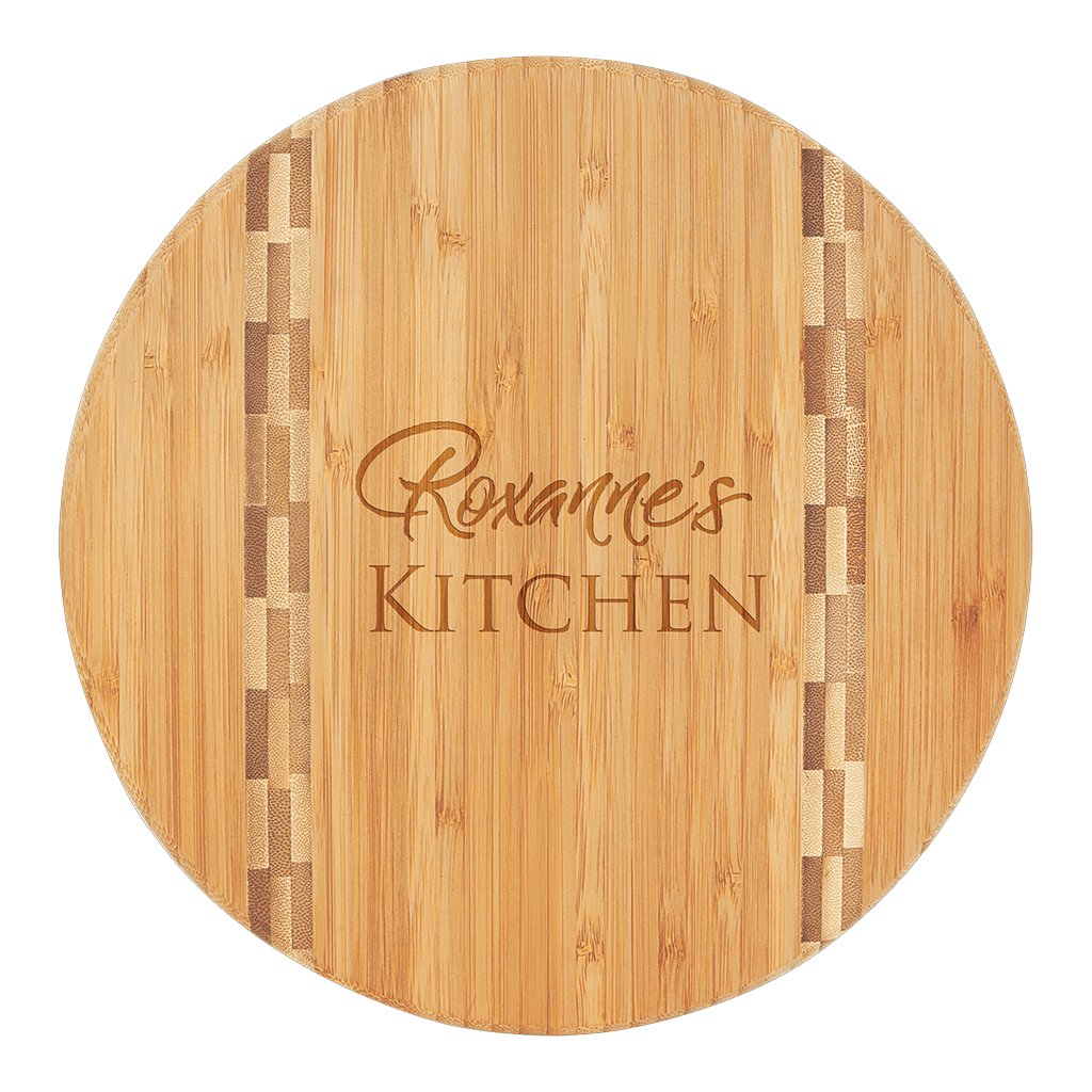 Round Bamboo Cutting Board with Butcher Block Inlay