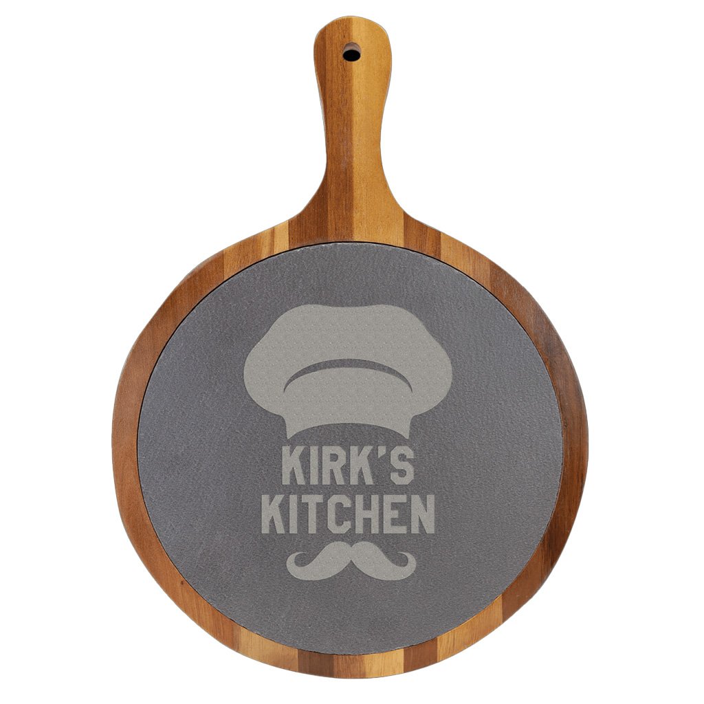 Round Acacia Wood/Slate Serving Board