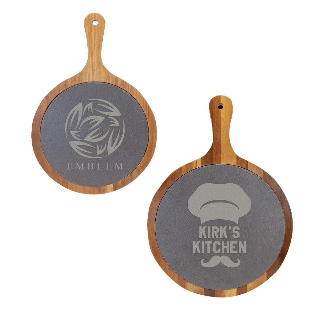 Round Acacia Wood/Slate Serving Board