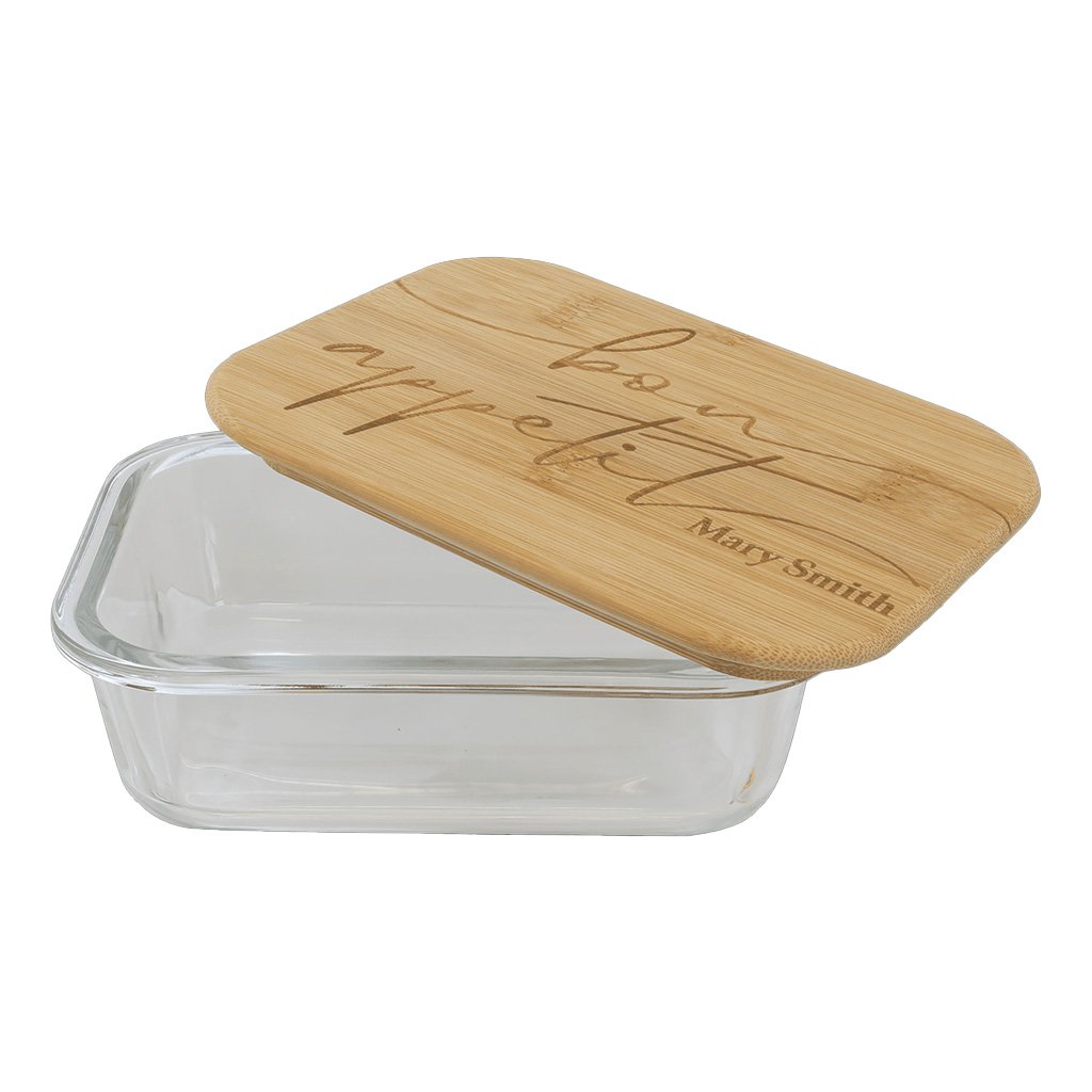 Rectangle Glass Container with Bamboo Lid