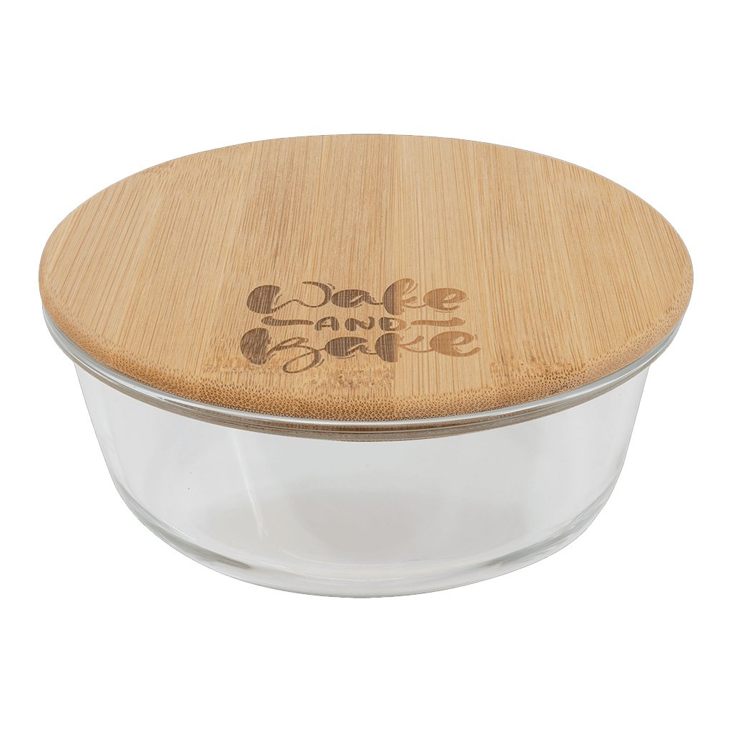 Round Glass Container with Bamboo Lid