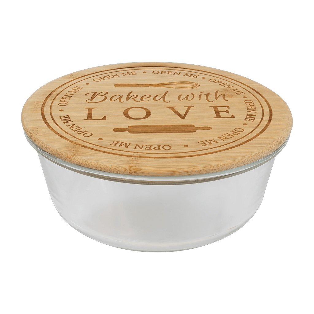 Round Glass Container with Bamboo Lid