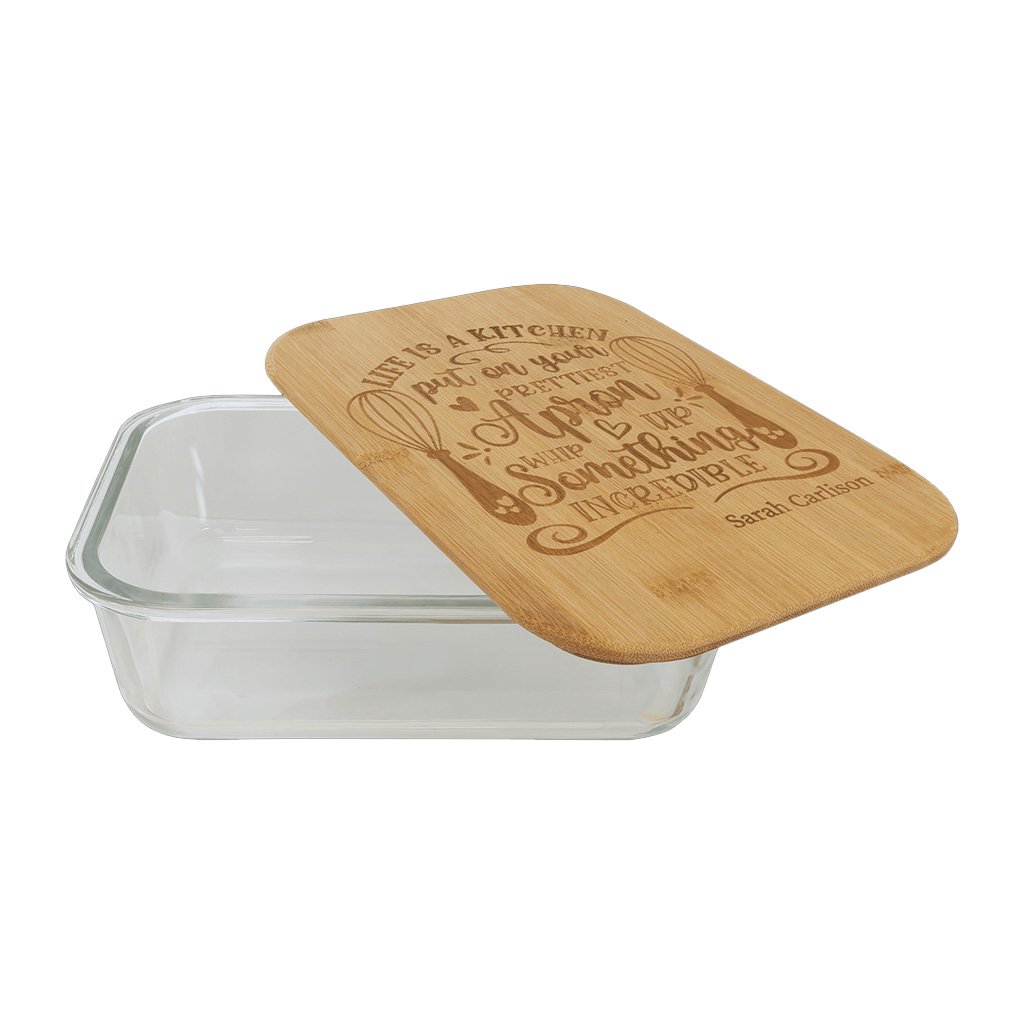 Rectangle Glass Container with Bamboo Lid
