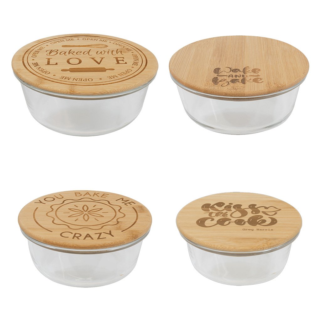 Round Glass Container with Bamboo Lid