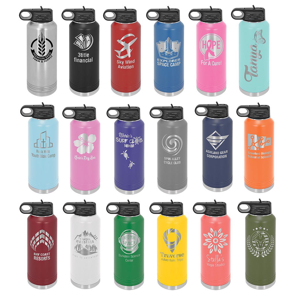 40 oz. Water Bottle with Ring Handle - Laser Styles