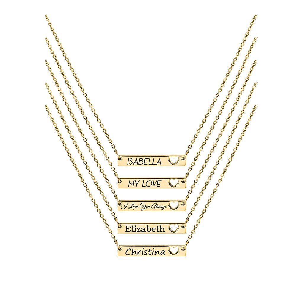 Heart Bar Necklace - Laser Styles