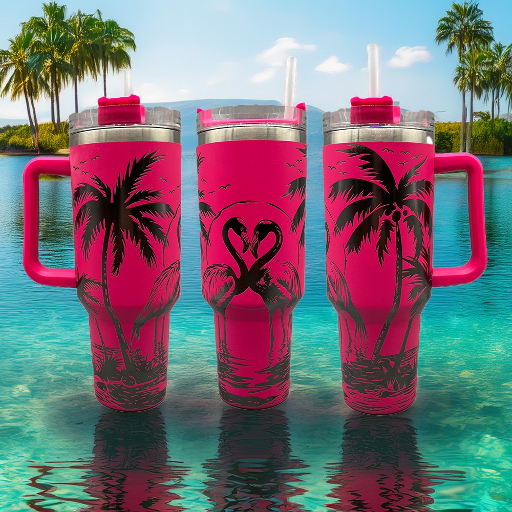 40 oz. "Pink Flamingo" Tumbler