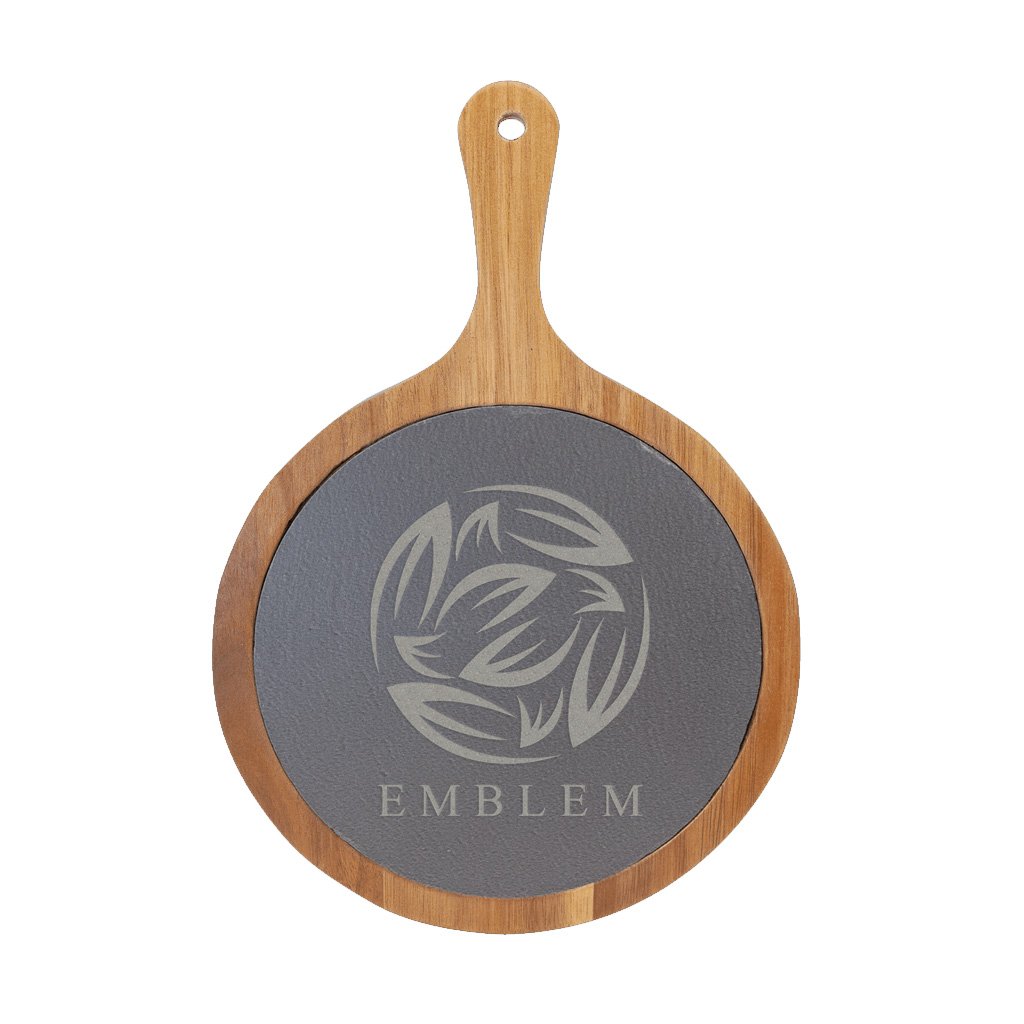 Round Acacia Wood/Slate Serving Board