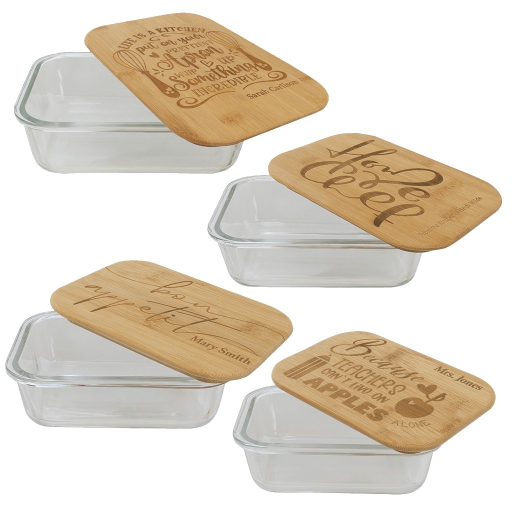 Rectangle Glass Container with Bamboo Lid