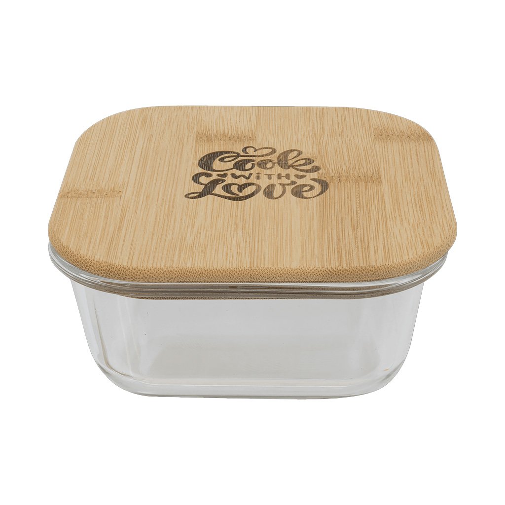 Square Glass Container with Bamboo Lid