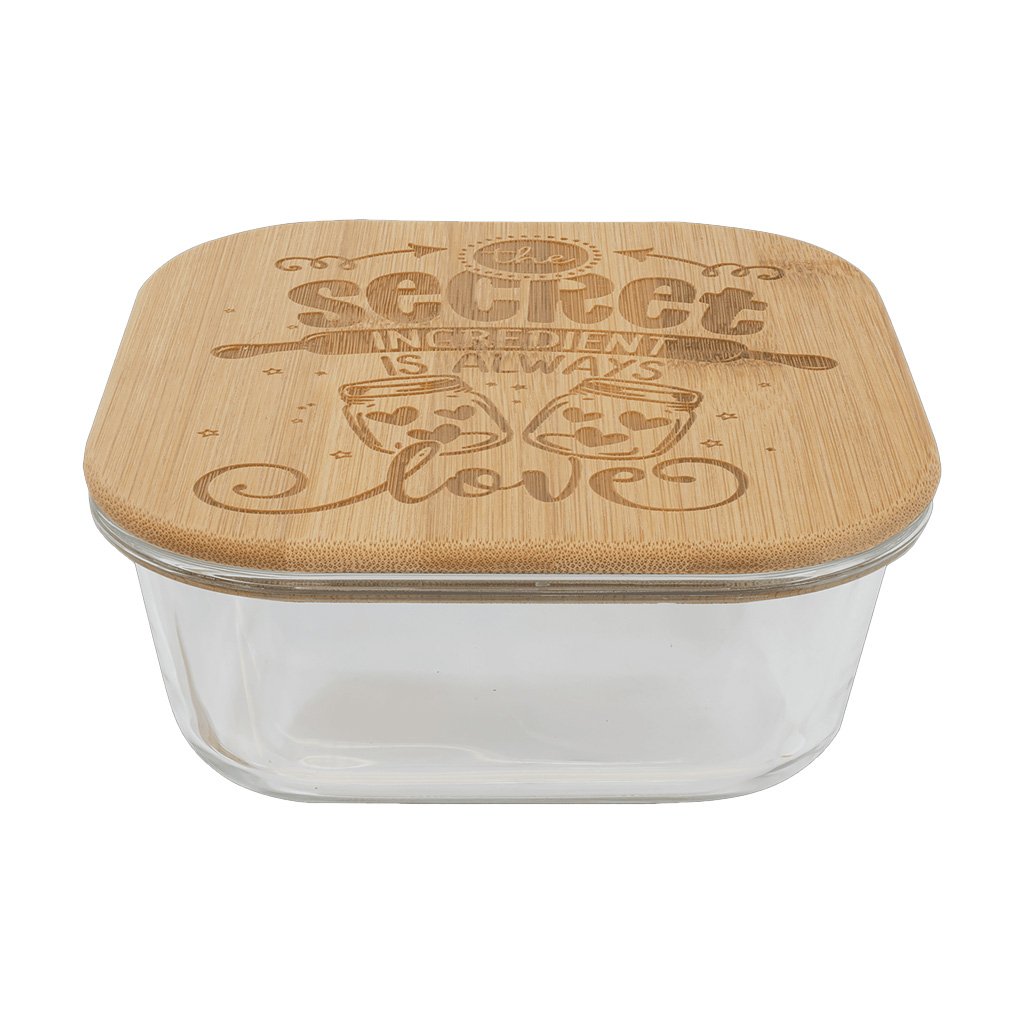 Square Glass Container with Bamboo Lid