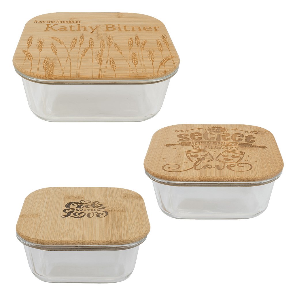 Square Glass Container with Bamboo Lid