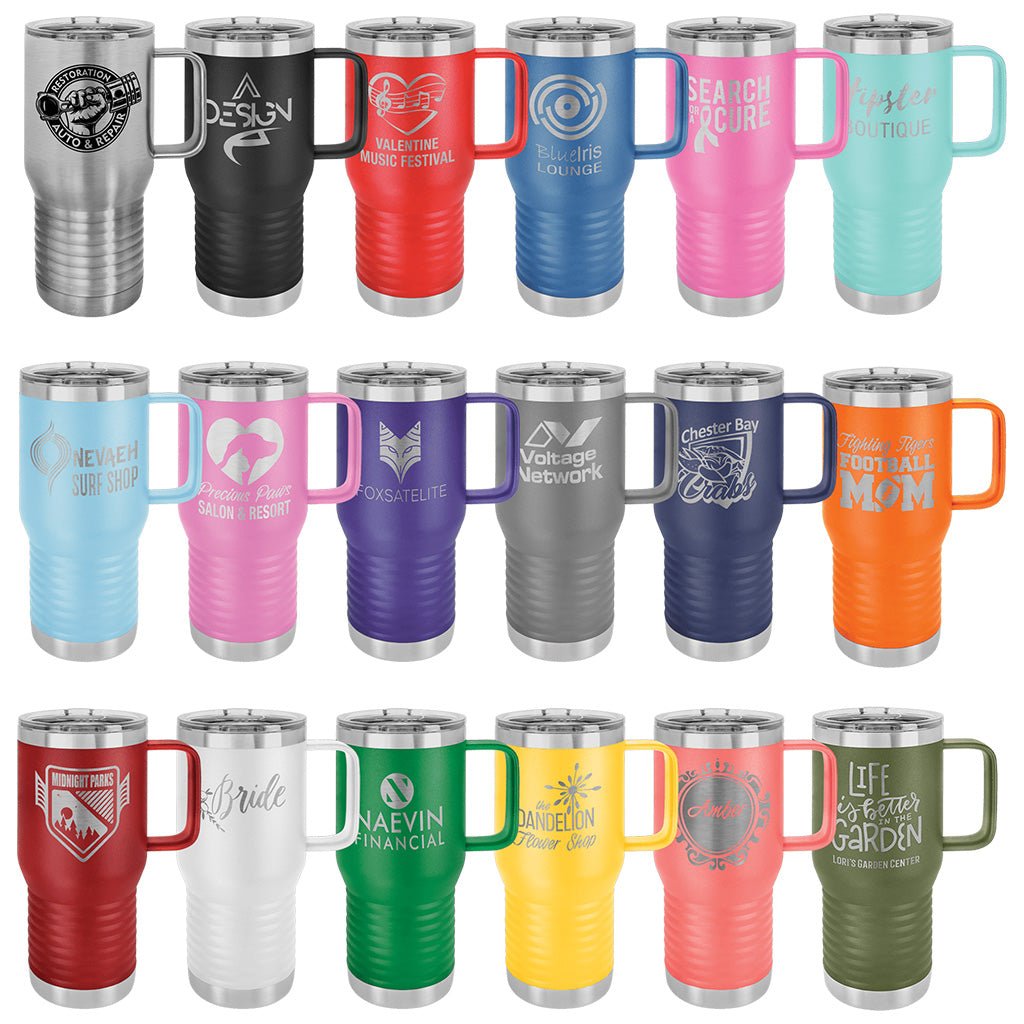 20 oz. Travel Mug with Handle - Laser Styles