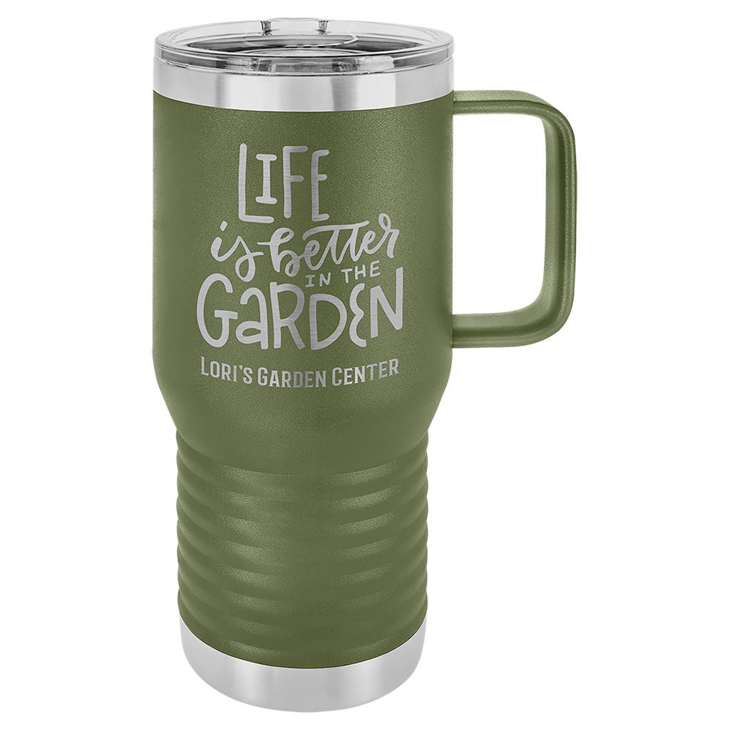 20 oz. Travel Mug with Handle - Laser Styles