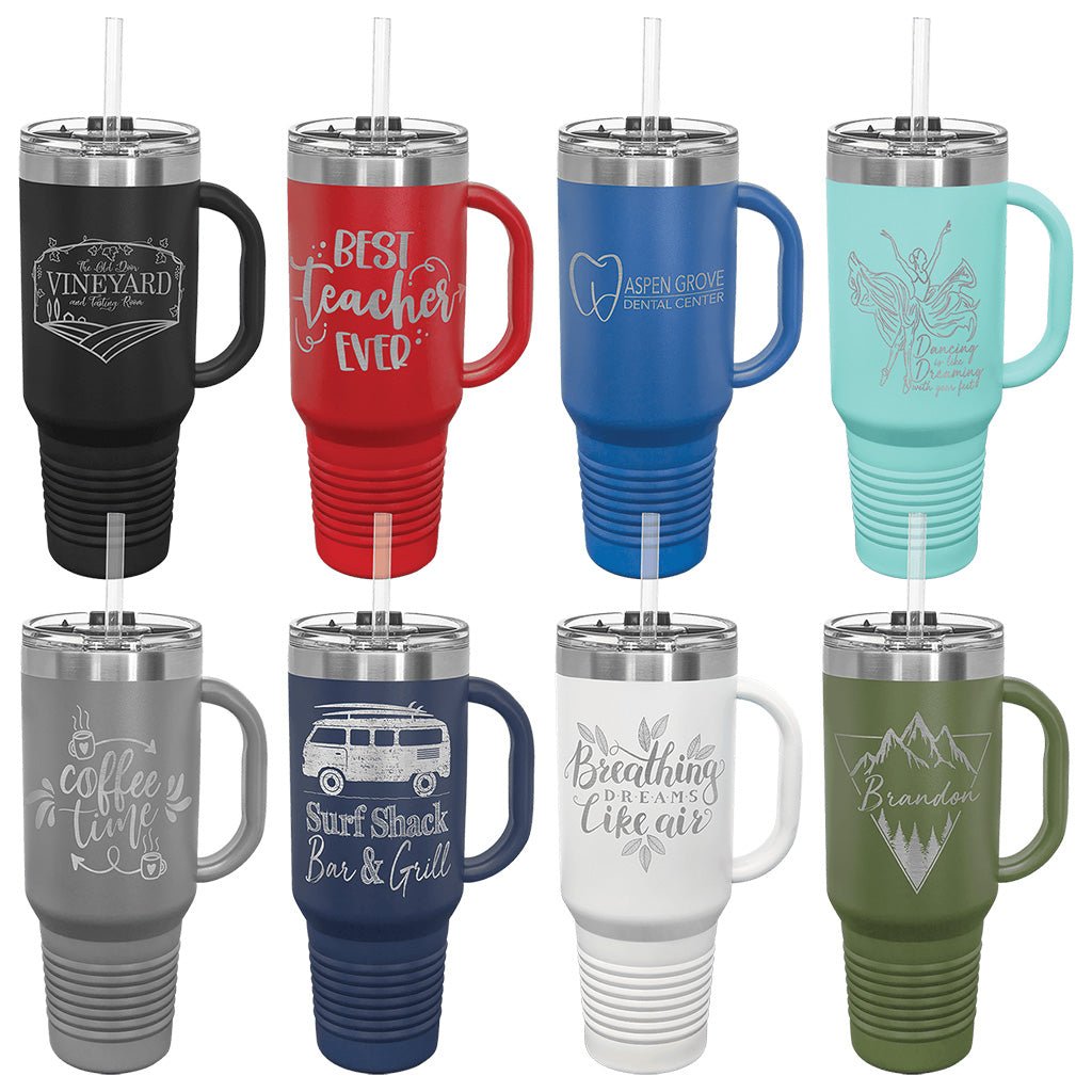 40 oz. Travel Mug with Handle - Laser Styles