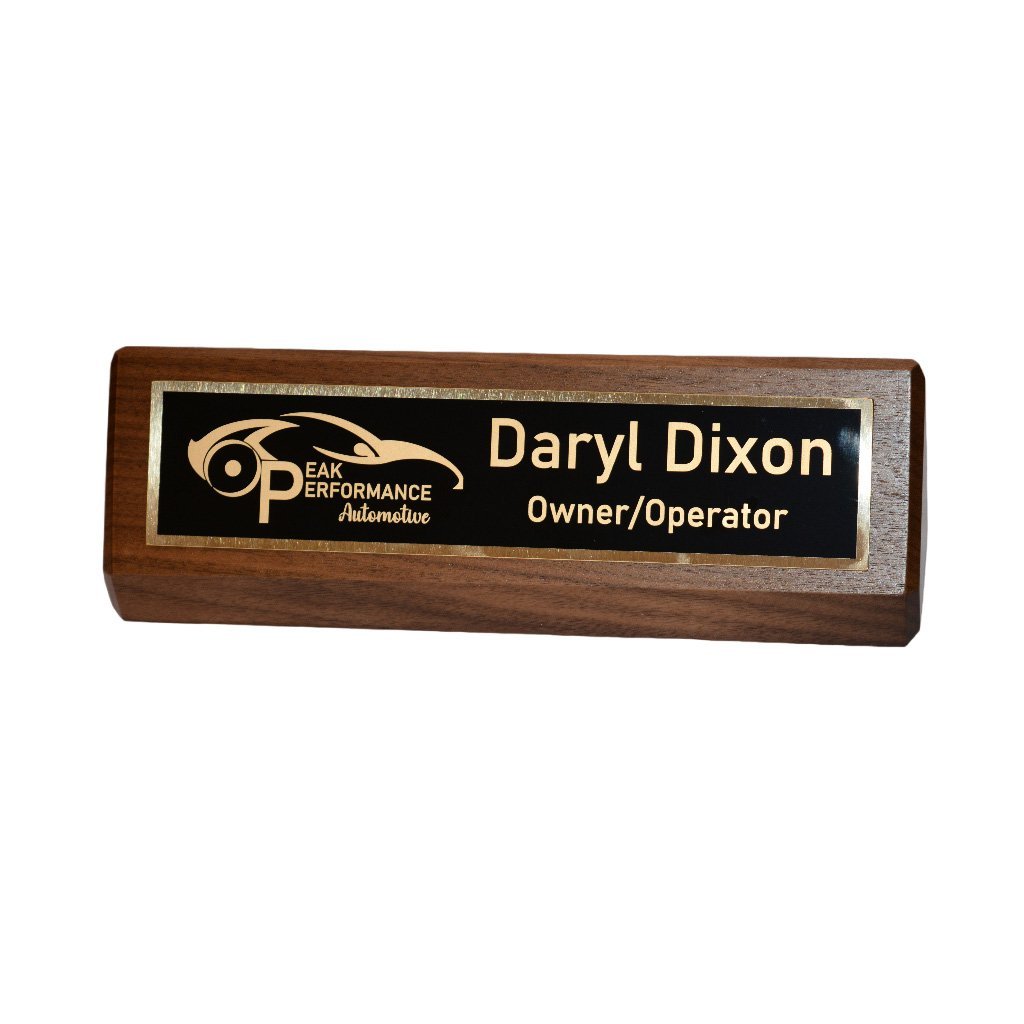 Desk Wedge with Brass Name Plate - Laser Styles