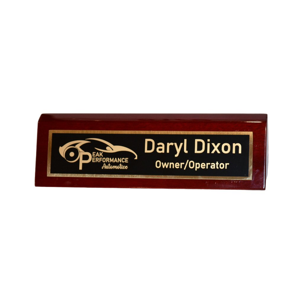 Desk Wedge with Brass Name Plate - Laser Styles