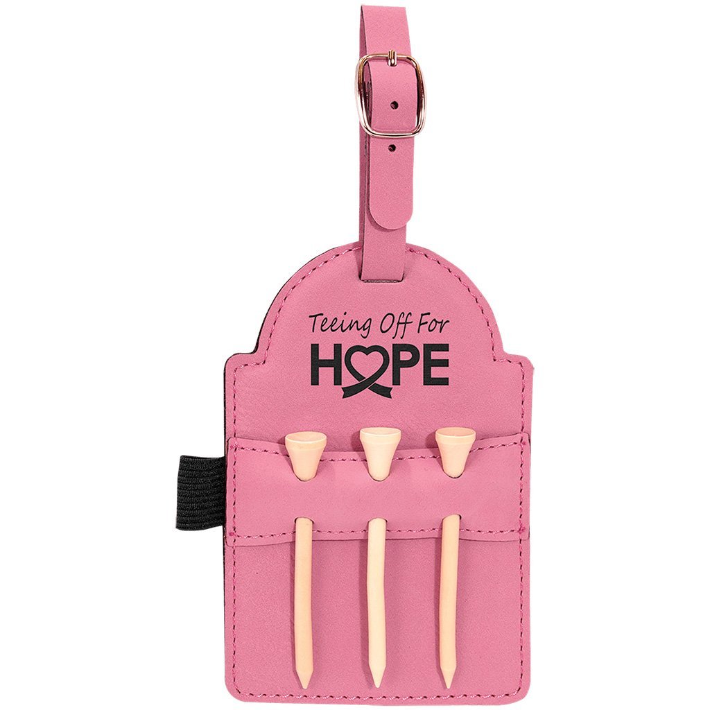 Leatherette Golf Bag Tag with 3 Wooden Tees - Laser Styles